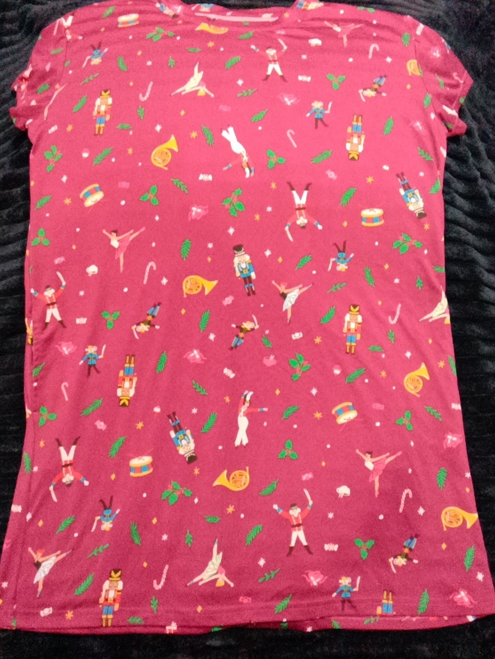Women's Purple Nutcracker Print Short Sleeve Pajama Top